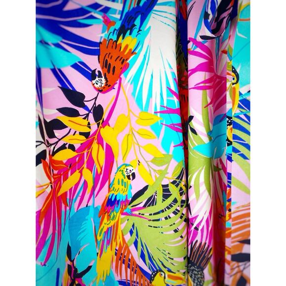 ASHLEY STEWART Tropical Parrots Skirt Rainbow Pockets Pinup Retro Womens Plus 4X - Picture 3 of 9